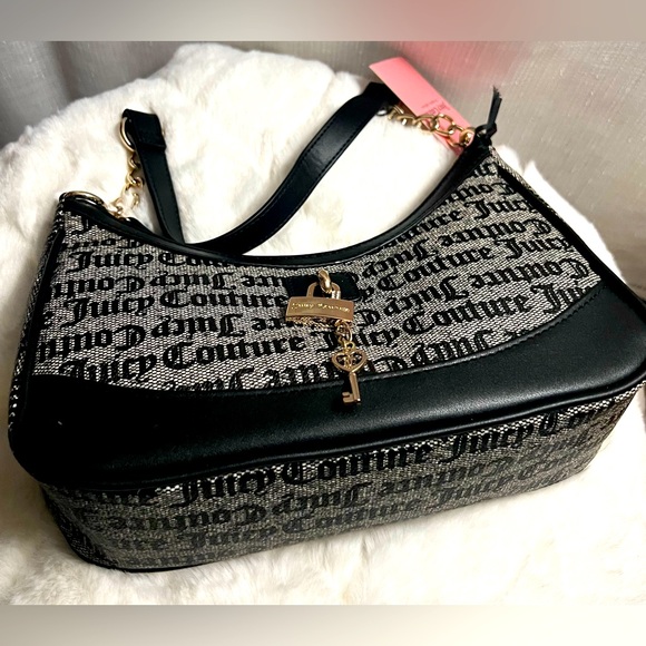 NEW Juicy Couture Black Beige Shoulder Bag - Picture 3 of 6